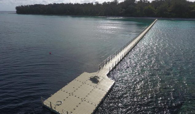 top down view of a massive pier