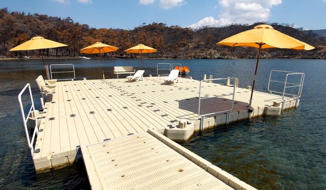 sunny dock with a umbrella