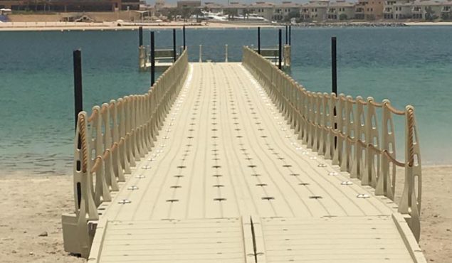 long dock on a dubai beach