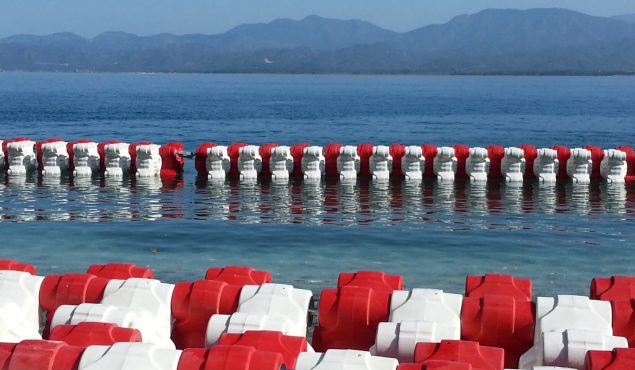 rows of wave breakers