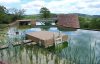 decked pontoon with ladder, gangway and mooring on a moat for a private client.