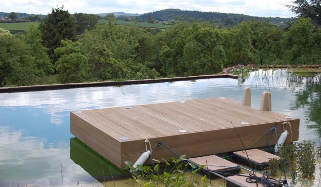 decked pontoon with ladder, gangway and mooring on a moat for a private client.