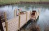 decked pontoon for private client with handrails, lights and moorings.