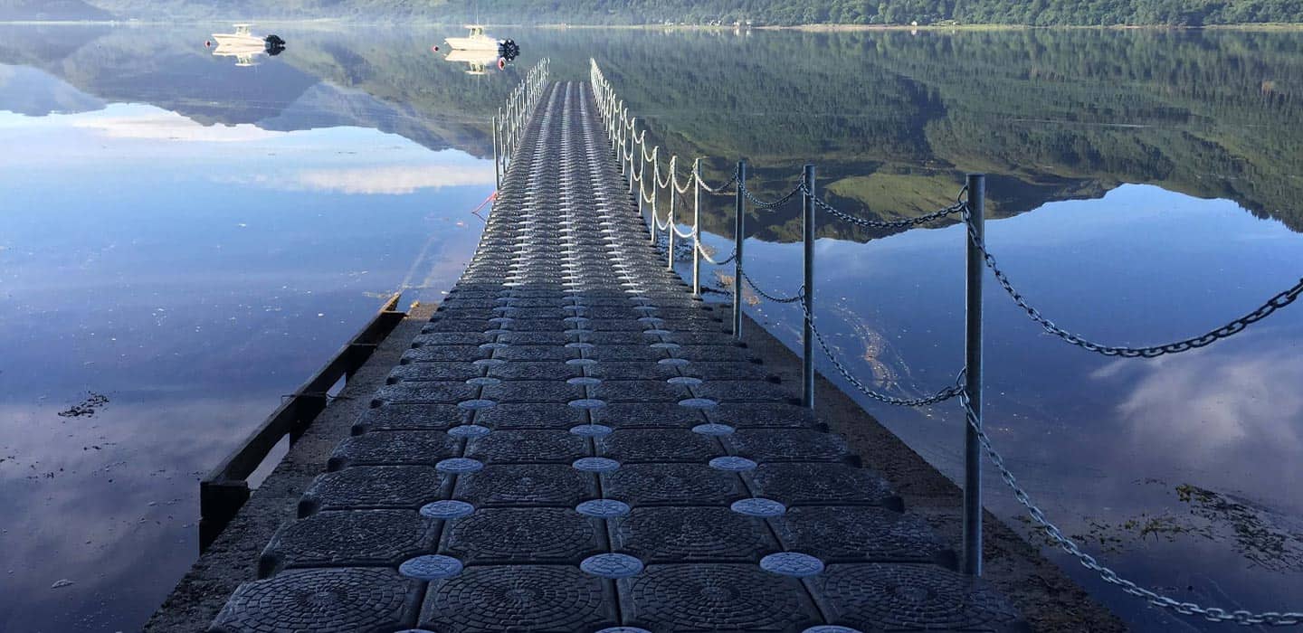 cube pontoon on lake