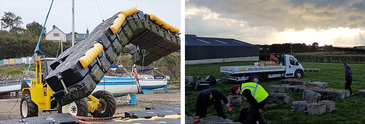 double pontoon being laid