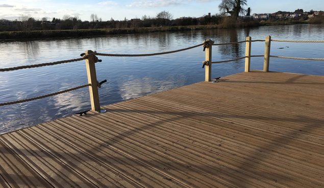 Decked pontoon with handrails in Chester