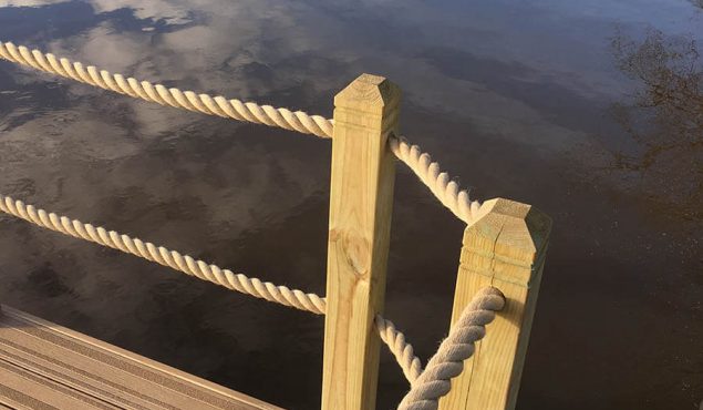 Decked pontoon with handrails in Chester