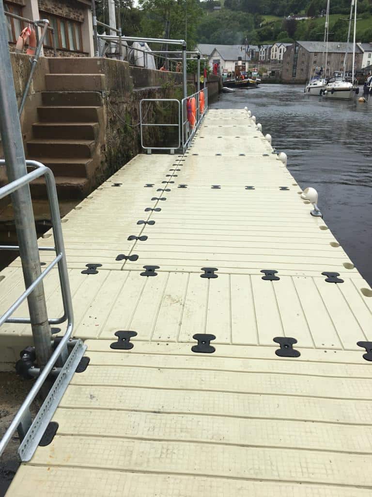 Rotodock with handrails and piling at Totnes Boating Association