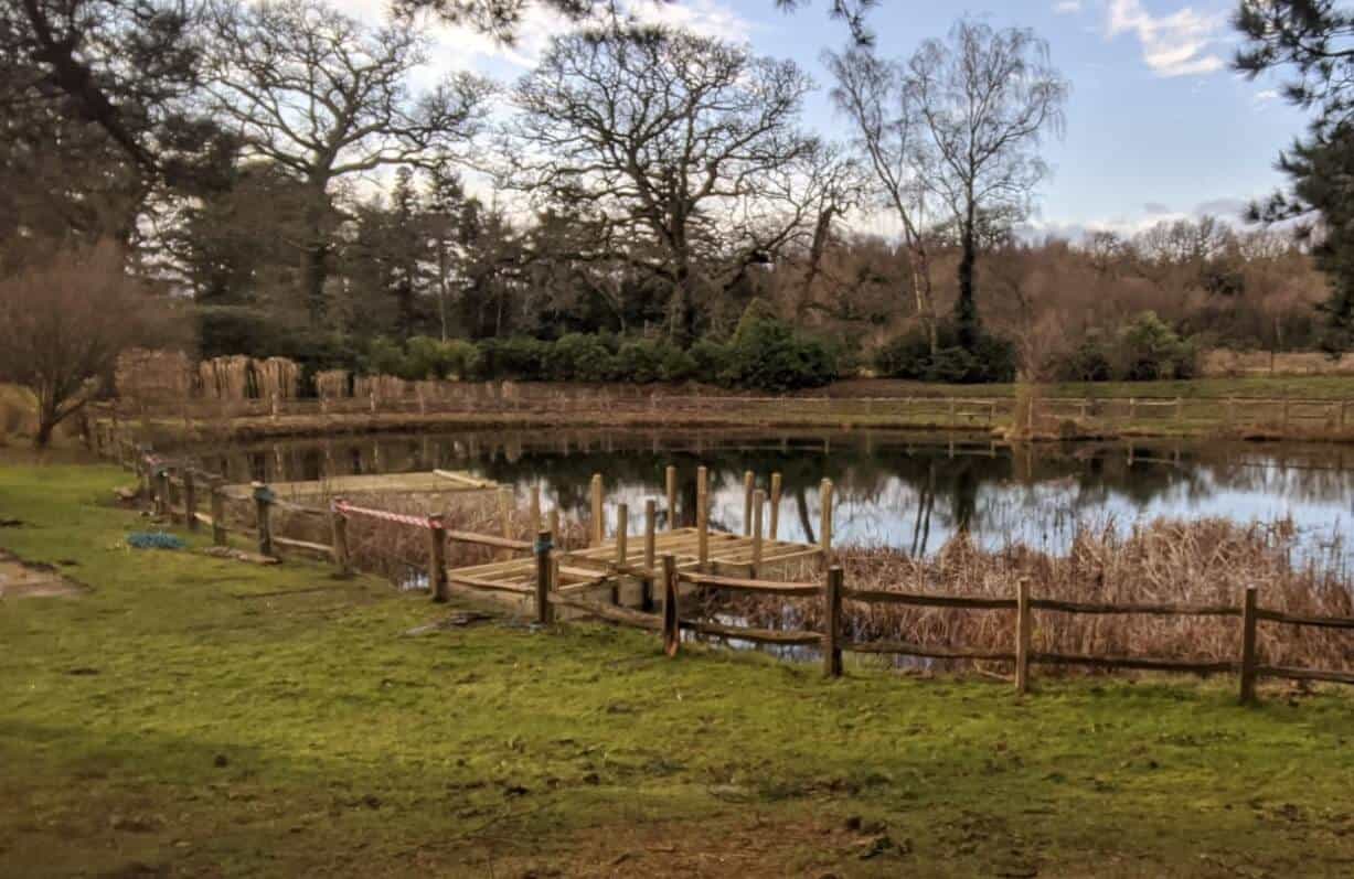 Two rotodock pontoons with decking framework in exbury gardens