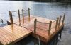 Completed decked pontoon with handrails, walkway and mooring for a private customer, Cranleigh.