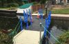 Modular cube pontoon temporary bridge for residential river repairs
