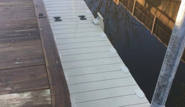 A staggered 9m x 1m Rotodock pontoon with 3m gangway for a private customer in Beccles.