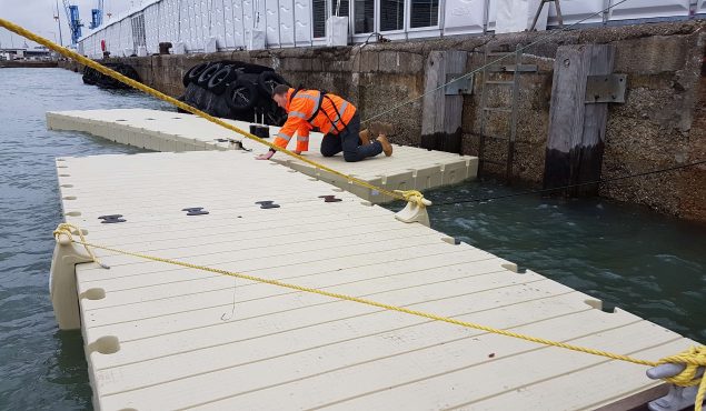 Rotodock pontoon building at Ocean Business 2019