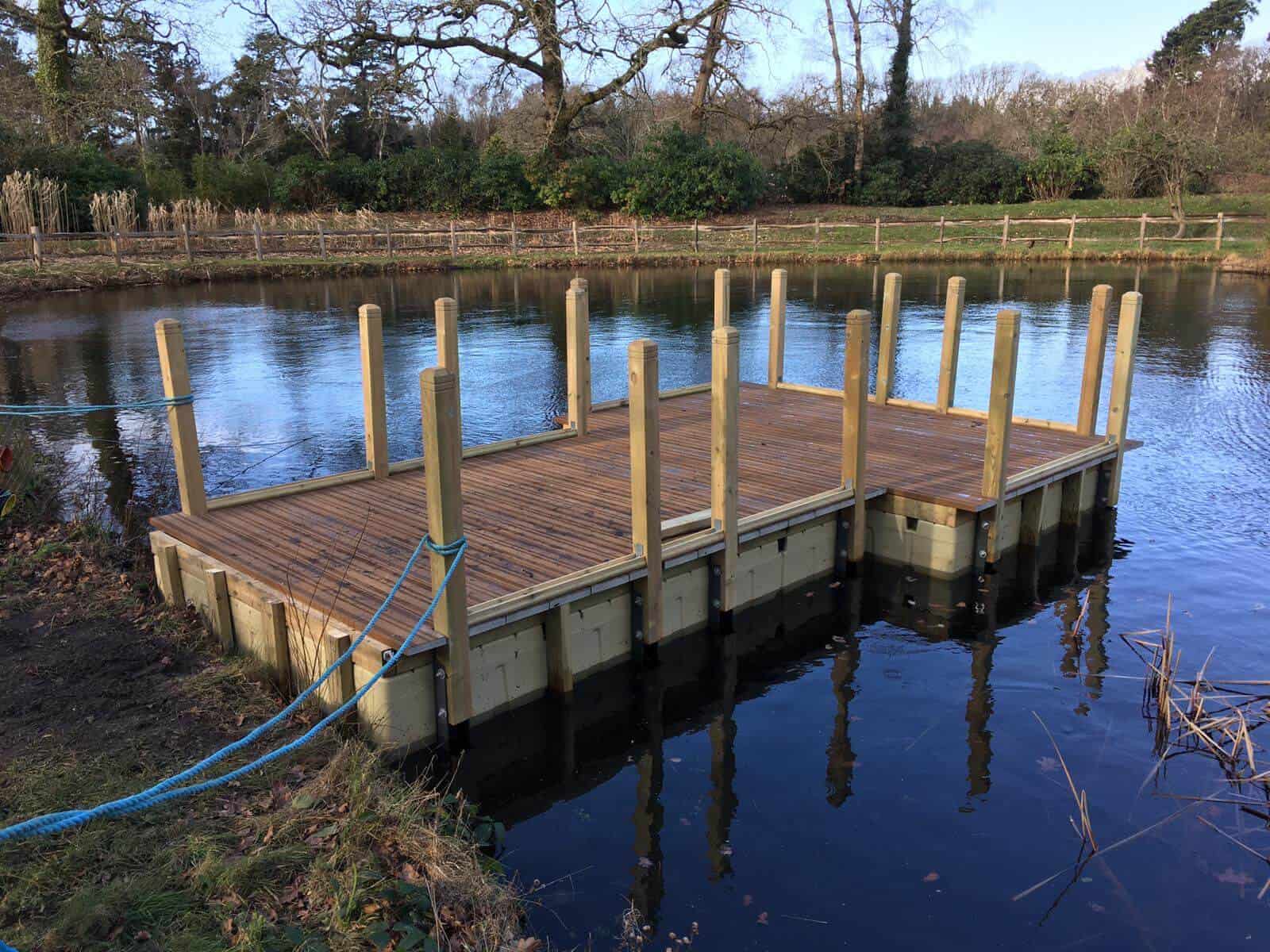 Exbury Gardens Rotodock decked pontoons with handrails