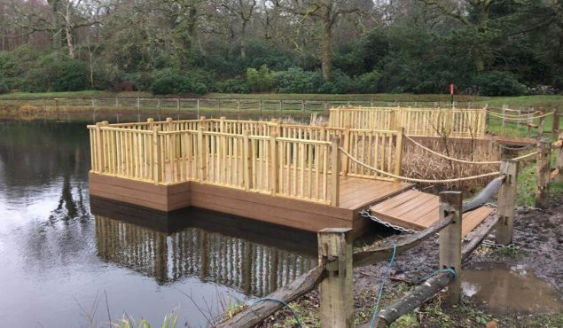 exbury decked pontoons with spindle handrails