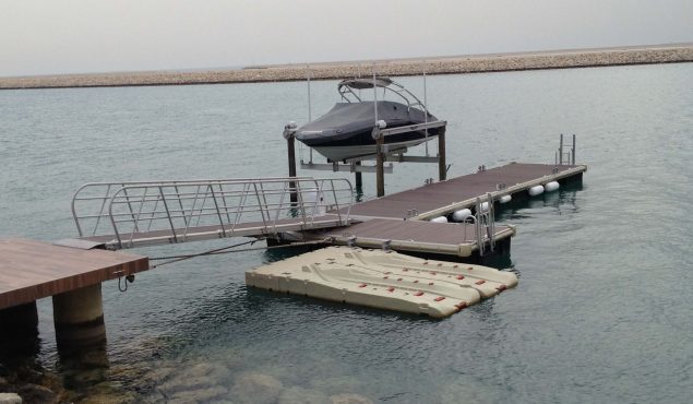 marine dock pontoon with gangway