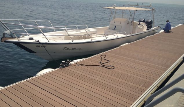 marine dock pontoon with yacht