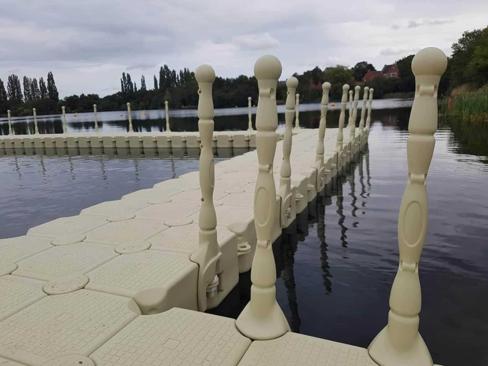 modular cubes and handrails as swimming pool