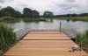 Decked pontoon surrounded by modular cubes