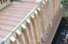 Spindle handrails on a decked pontoon at Exbury Gardens