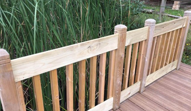 Handrails on decked pontoon