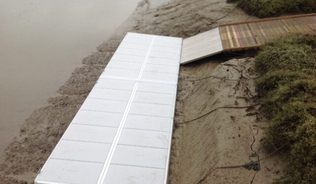 Easyfloat pontoon with gangway at low tide