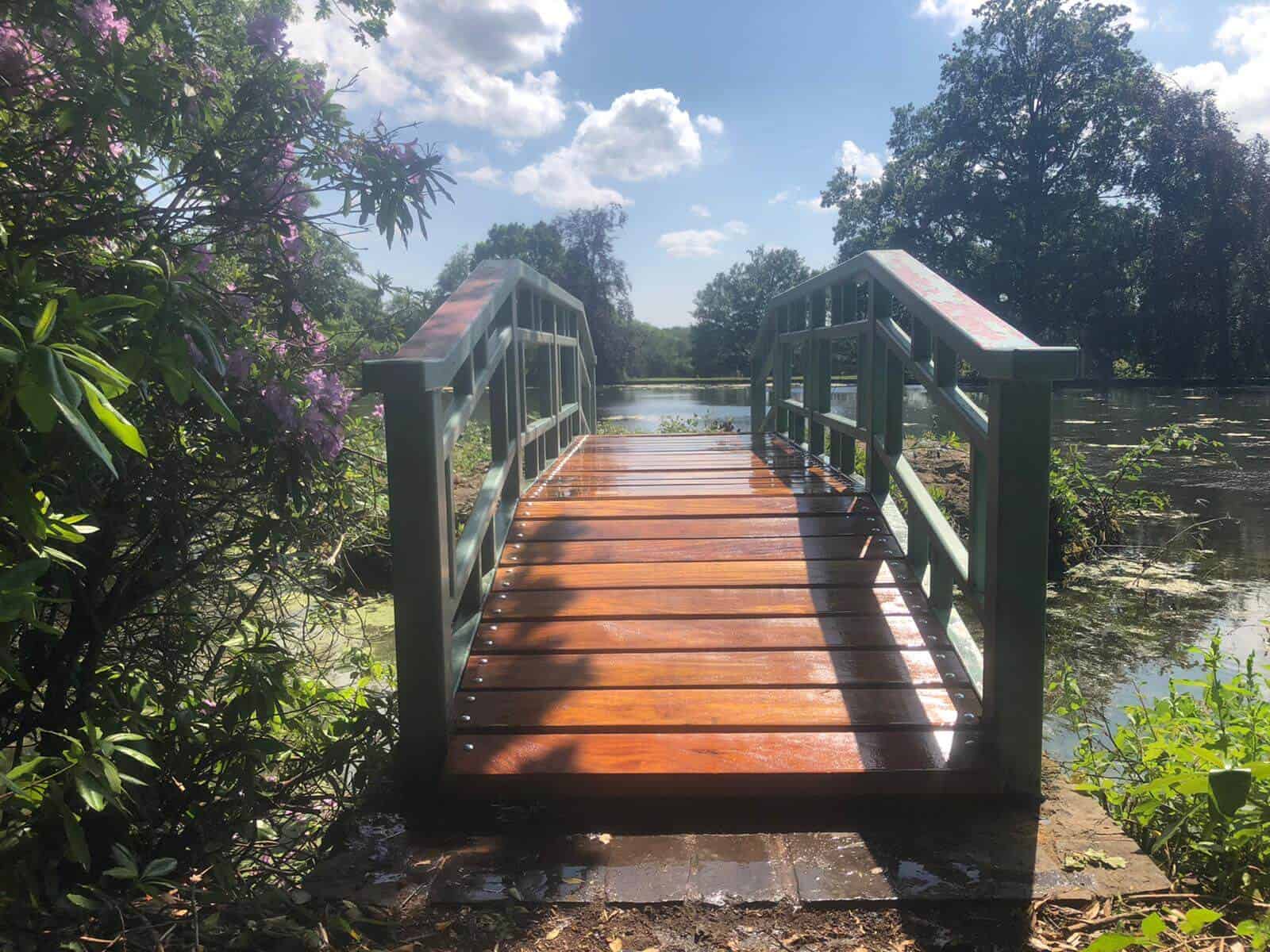 Bridge repaired with wooden decking planks