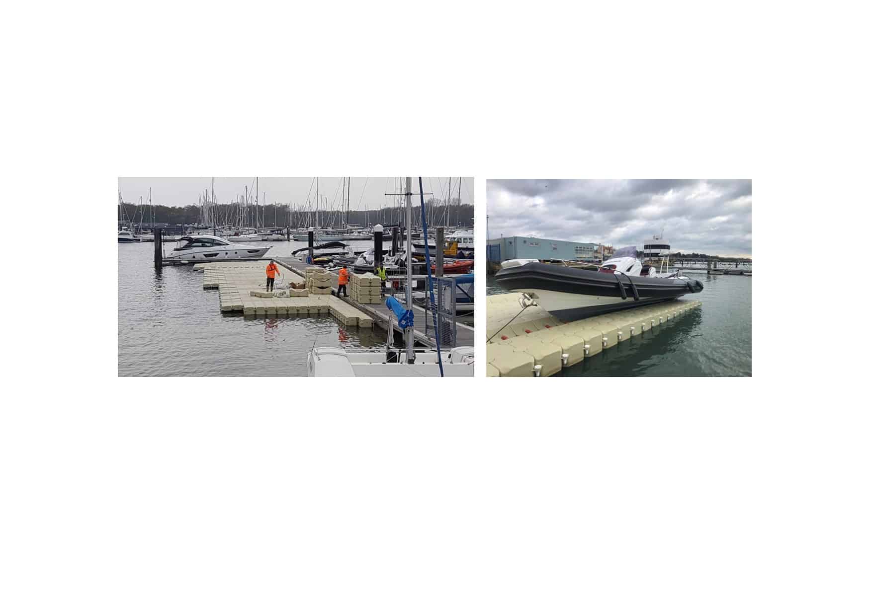 Drive on Docks at Warsash. Boatlift, Flexiport , Modular cubes